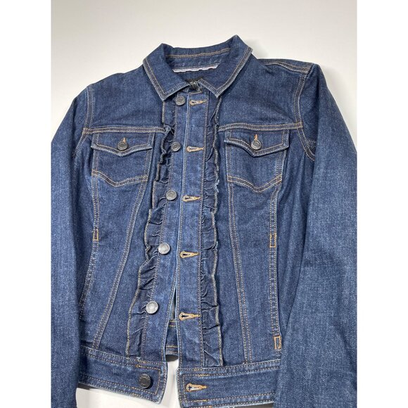 Talbots Women's Petite Ruffled Denim Jacket Dark Wash Small Petite SP - NWT Butt - Picture 9 of 10